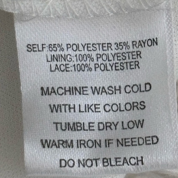 Indigo Rose White Gauzy Dress Open Crochet Sleeves Front Crochet Accent Large - Picture 7 of 7